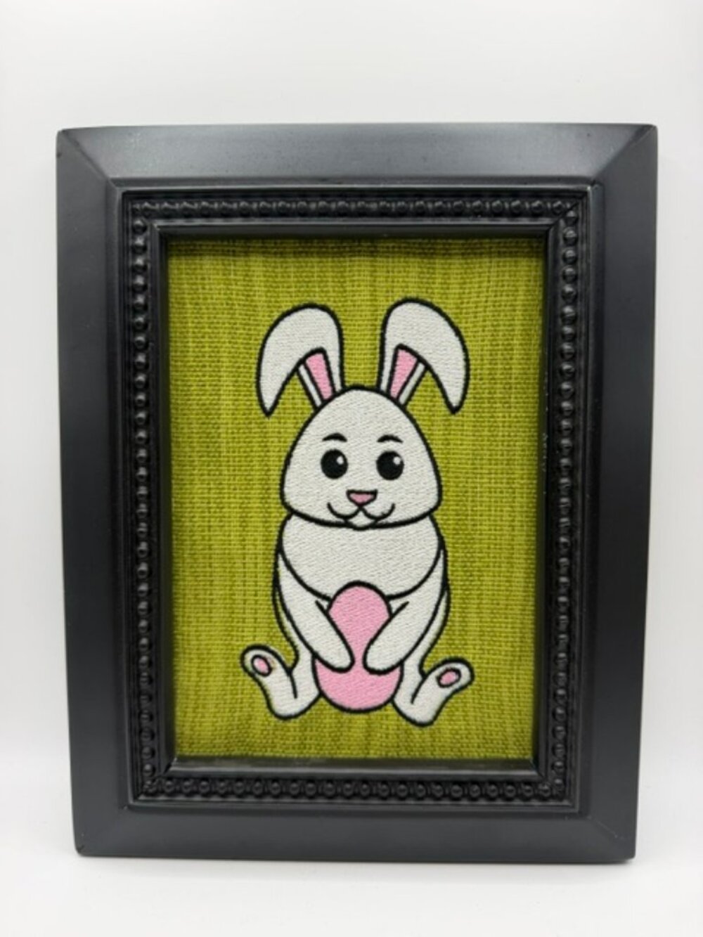 Homemade Bunny Framed Embroidery Art